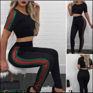 Designer Inspired 2 pc Crop Top and Pant Set